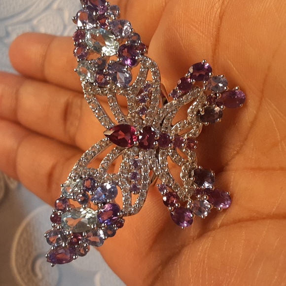 PRICE IS FIRM. 925 Genuine Multi Gemstones Butterfly Ring. - Picture 7 of 11